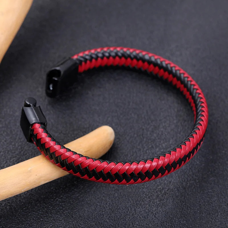 Men's PU Leather Magnetic Black Bracelet
