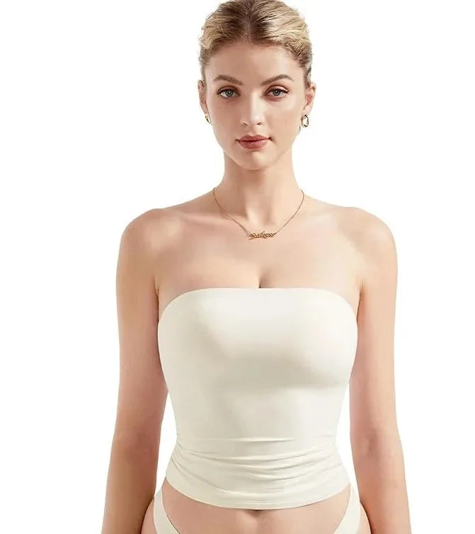 Sexy Short Crop Top Tube Vest Pure Desire High Level Design Cross-Border Women's Fashion Polyester Fiber Hot Sale Item