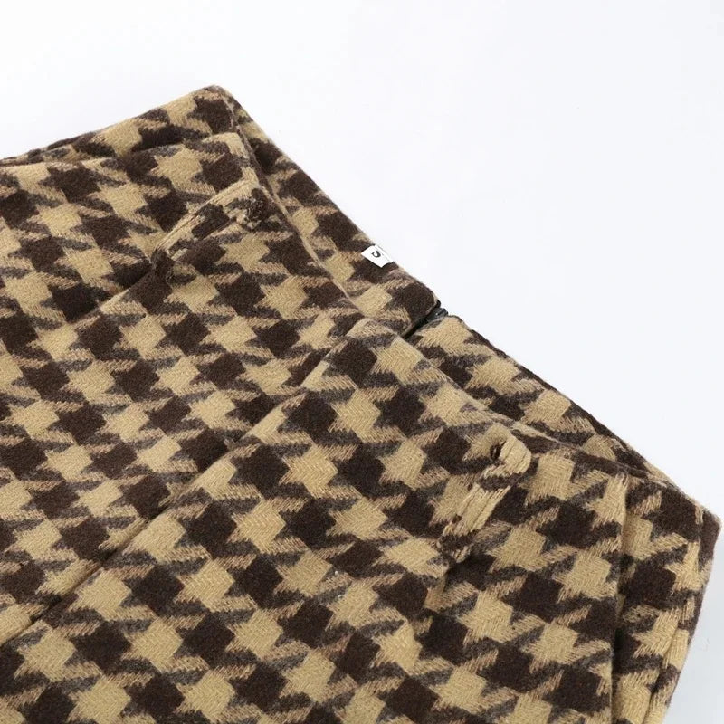 2025 Spring Retro Plaid Women Sets Casual Chic Full Sleeve