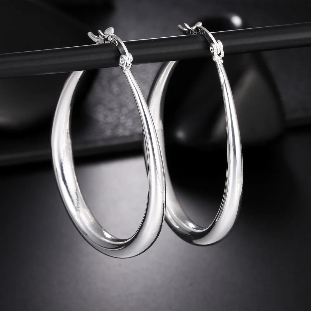 925 Sterling Silver Big Hoop Earrings