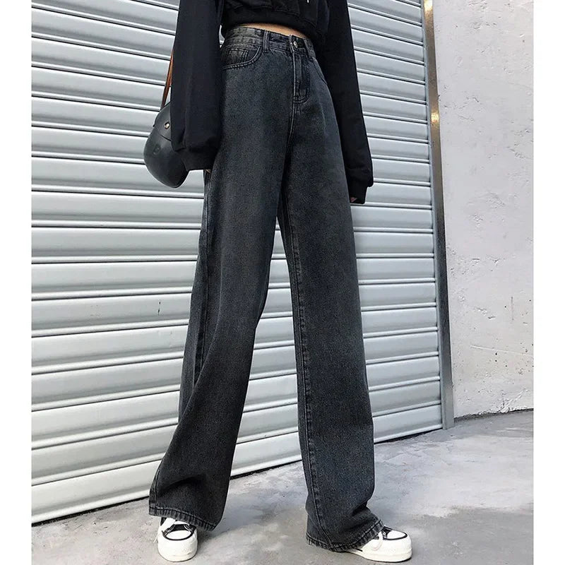 High Waist Straight Leg Bell Bottom Jeans