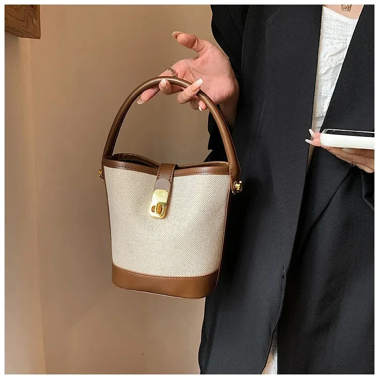 New Canvas 3D Bucket Crossbody Bag