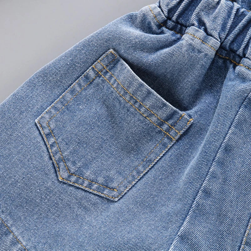 Embroidered Smile Face Denim Shorts
