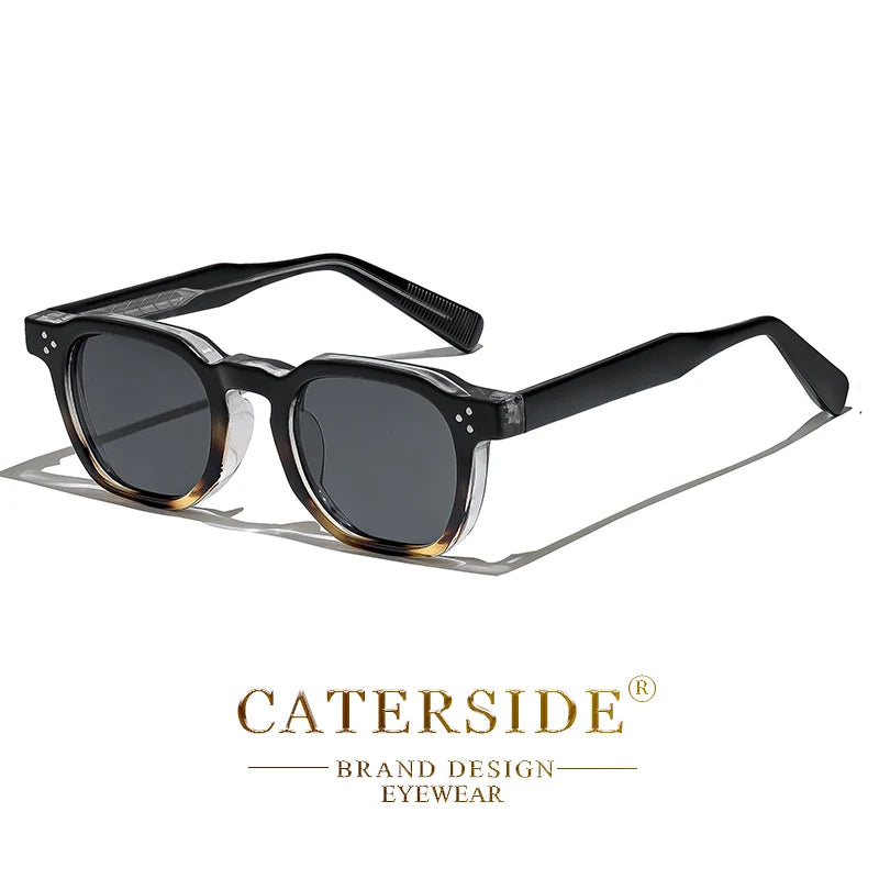 CATERSIDE Retro Punk Square Sunglasses 2 Pieces