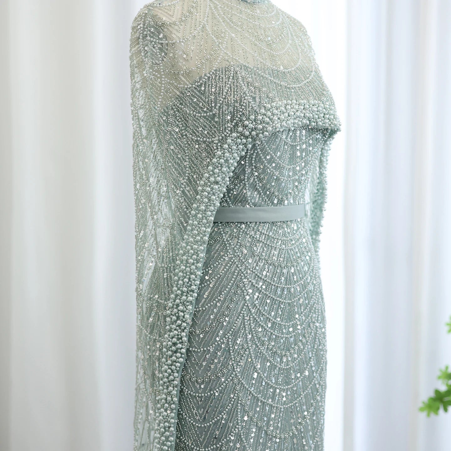 Sharon Said Luxury Pearls Dubai Champagne Evening Dresses