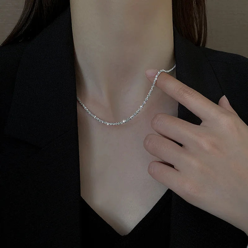 Silver Round Bead Choker Necklace