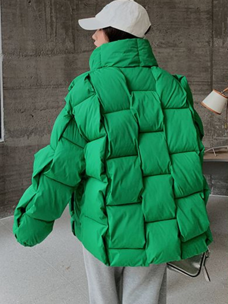 Winter Jacket for Women Three-dimensional Plaid Woven Fashion