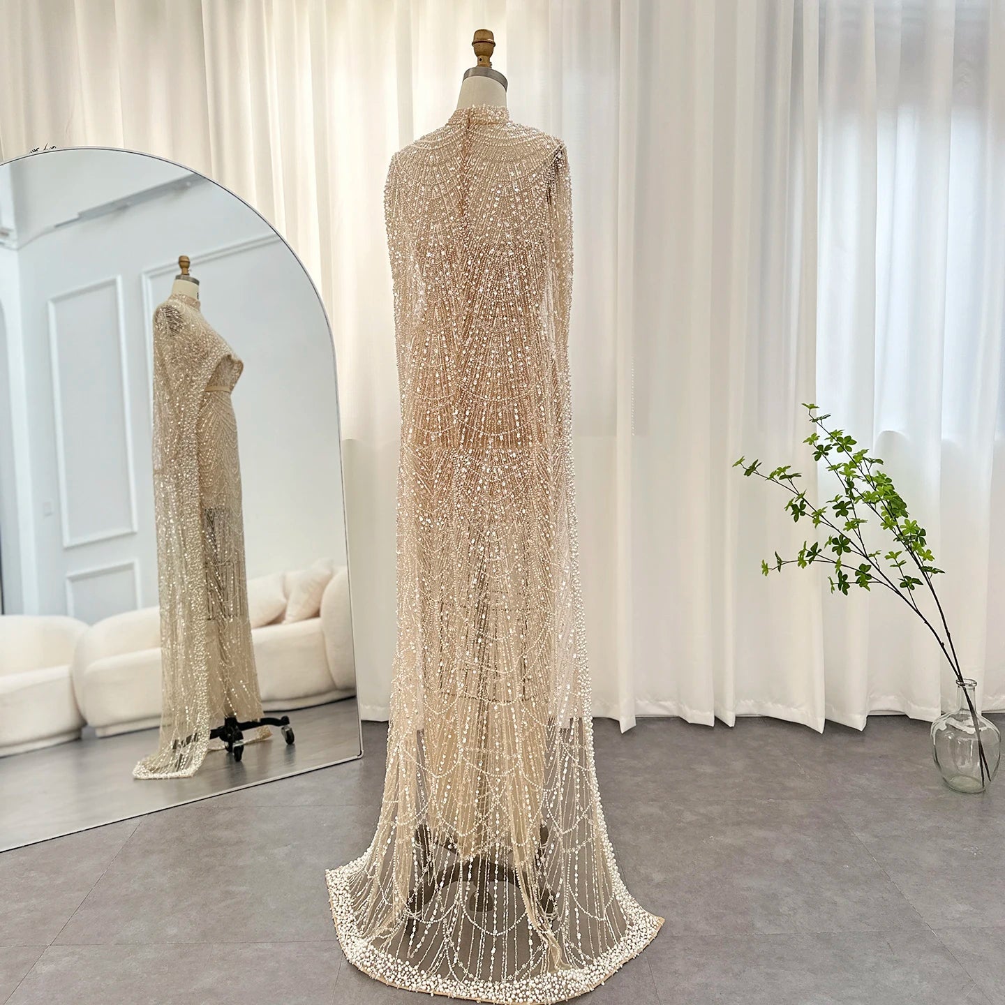 Sharon Said Luxury Pearls Dubai Champagne Evening Dresses