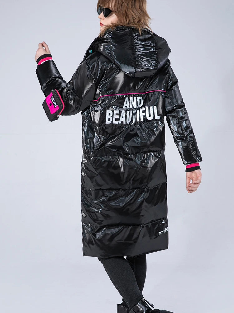 Winter Clothing Glossy Waterproof Coat Women