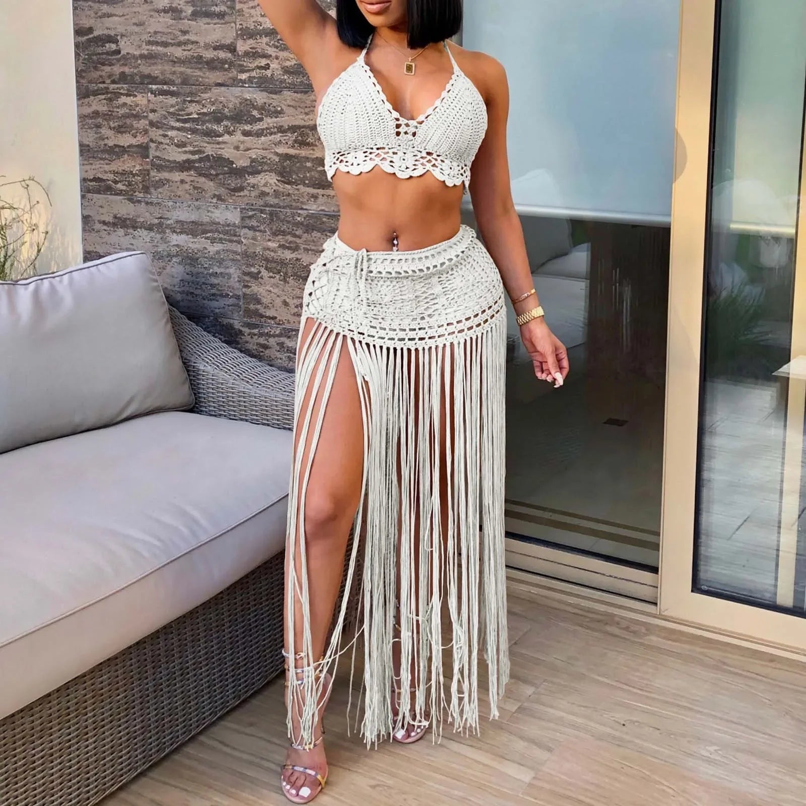Women'S Two Piece Swimsuit Beach Cover Up Fashion