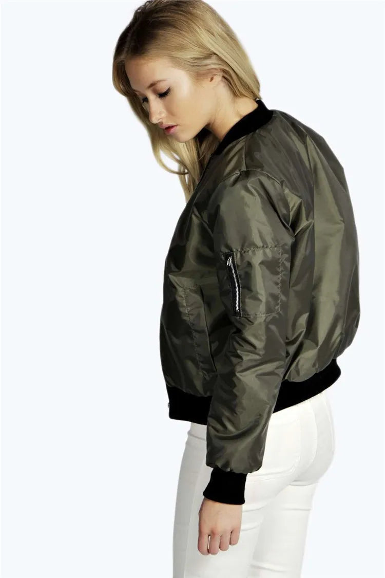 Women’s Vintage O-neck Bomber Jacket