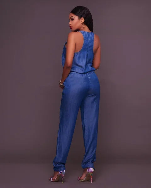 Sexy Denim Blue Jumpsuit Romper