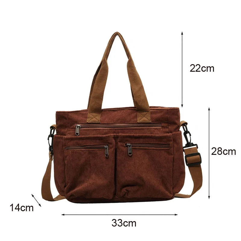 Velvet Corduroy Large Capacity Shoulder Bag
