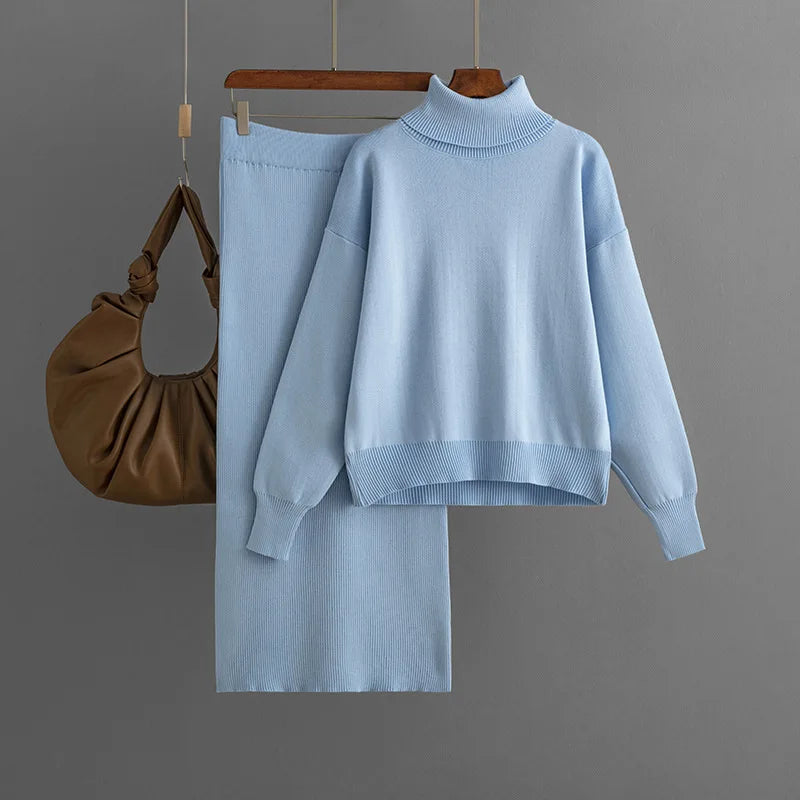Winter Clothes Women Knitted Skirt Suit New Fashion