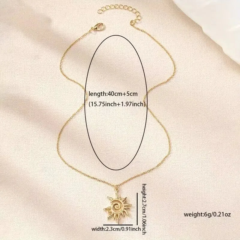Vintage Gold Silver Whirlpool Sun Necklace