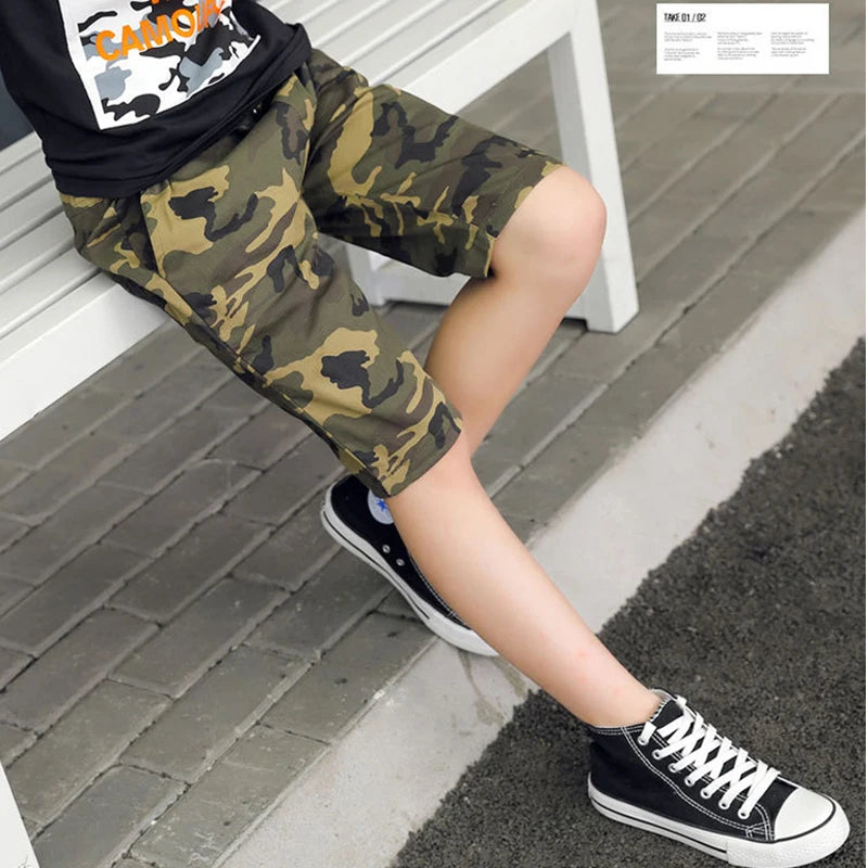 Boys Army Camouflage Shorts Summer