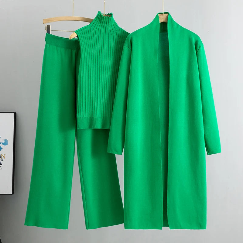 Women’s 3-Piece Knitted Cardigan Tracksuit
