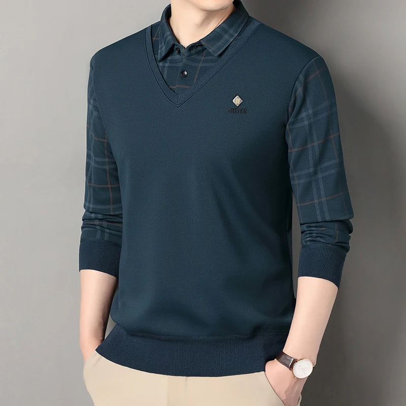 Men's Plaid Fleece Pullover Sweater