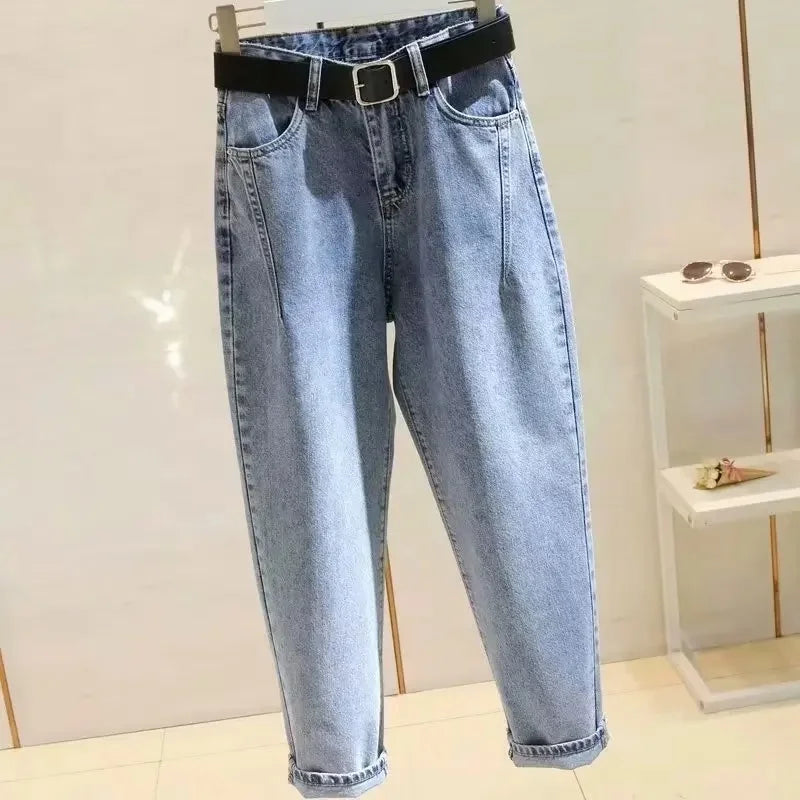 Grey High-Waisted Plus Size Jeans