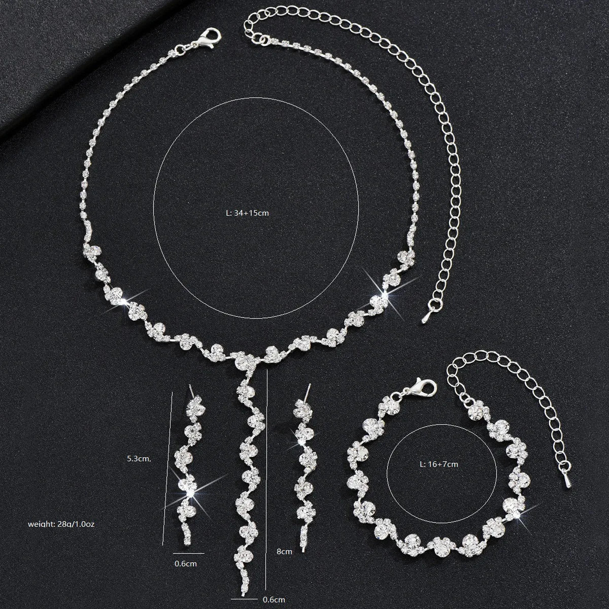 Rhinestone Crystal Tassel Jewelry Set