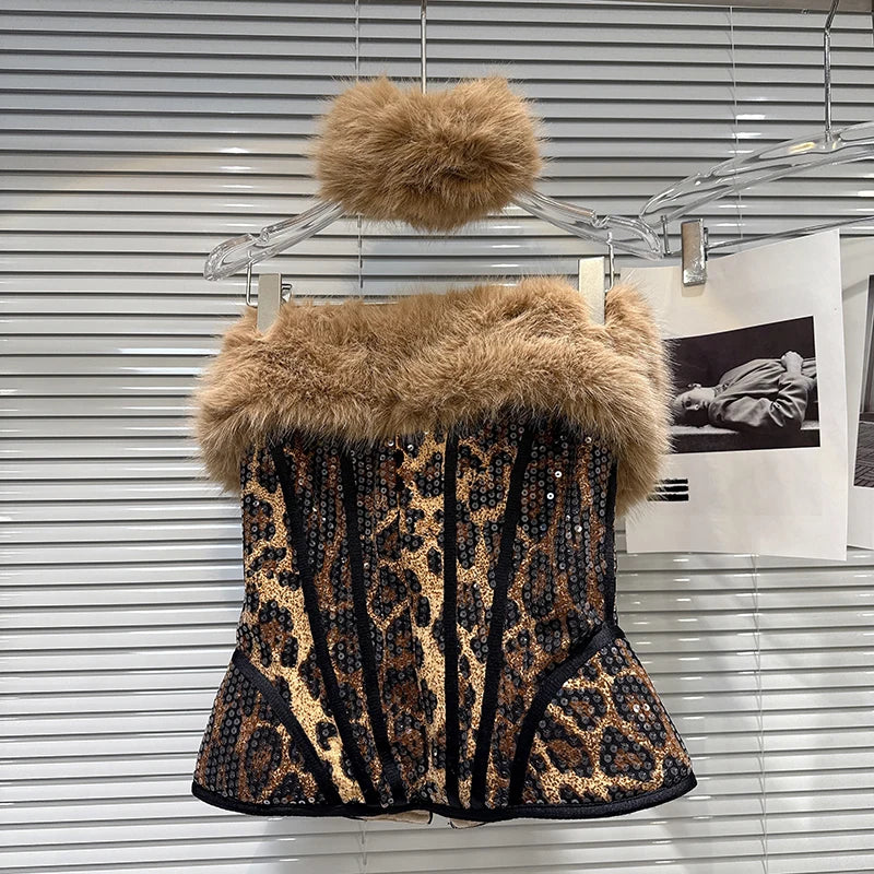 DEAT 2025 Autumn New Women's Three-pieces Set Leopard