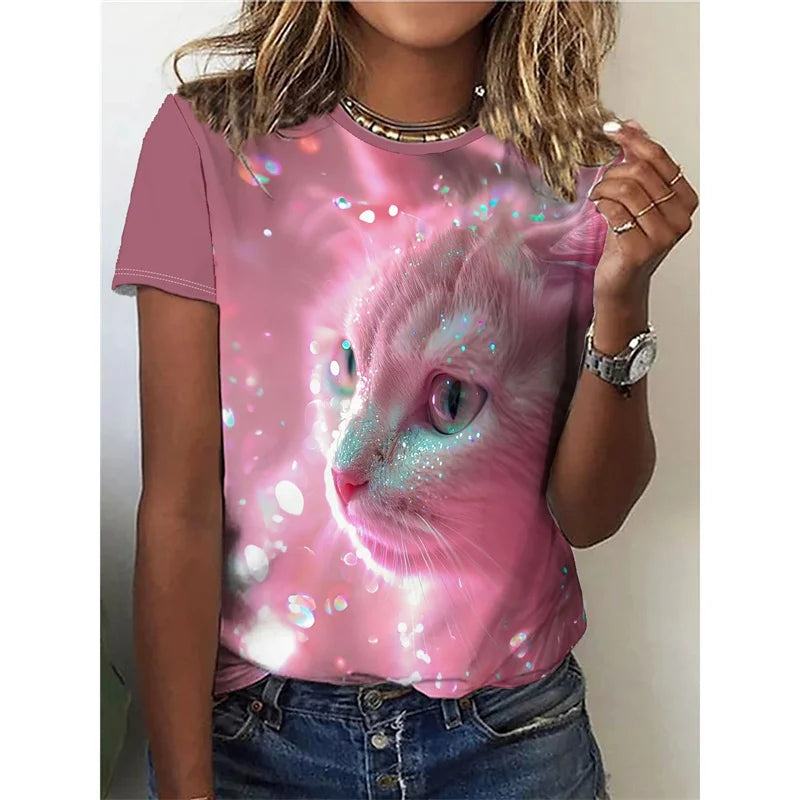 Funny Cat 3D Printed Oversized T-Shirt