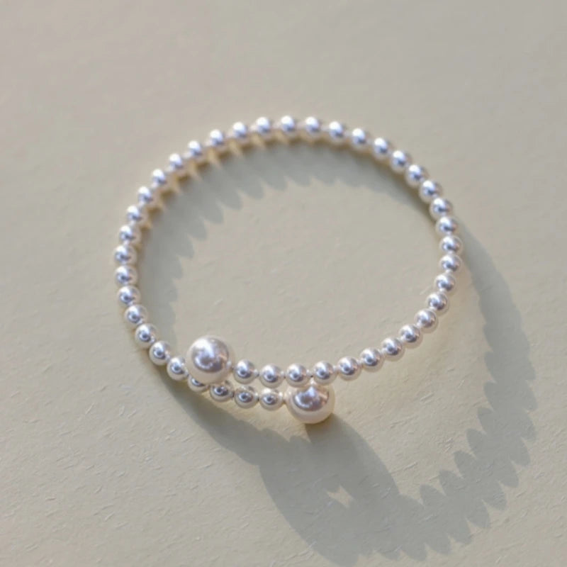 French Vintage Pearl Acrylic Ball Cuff Bracelet