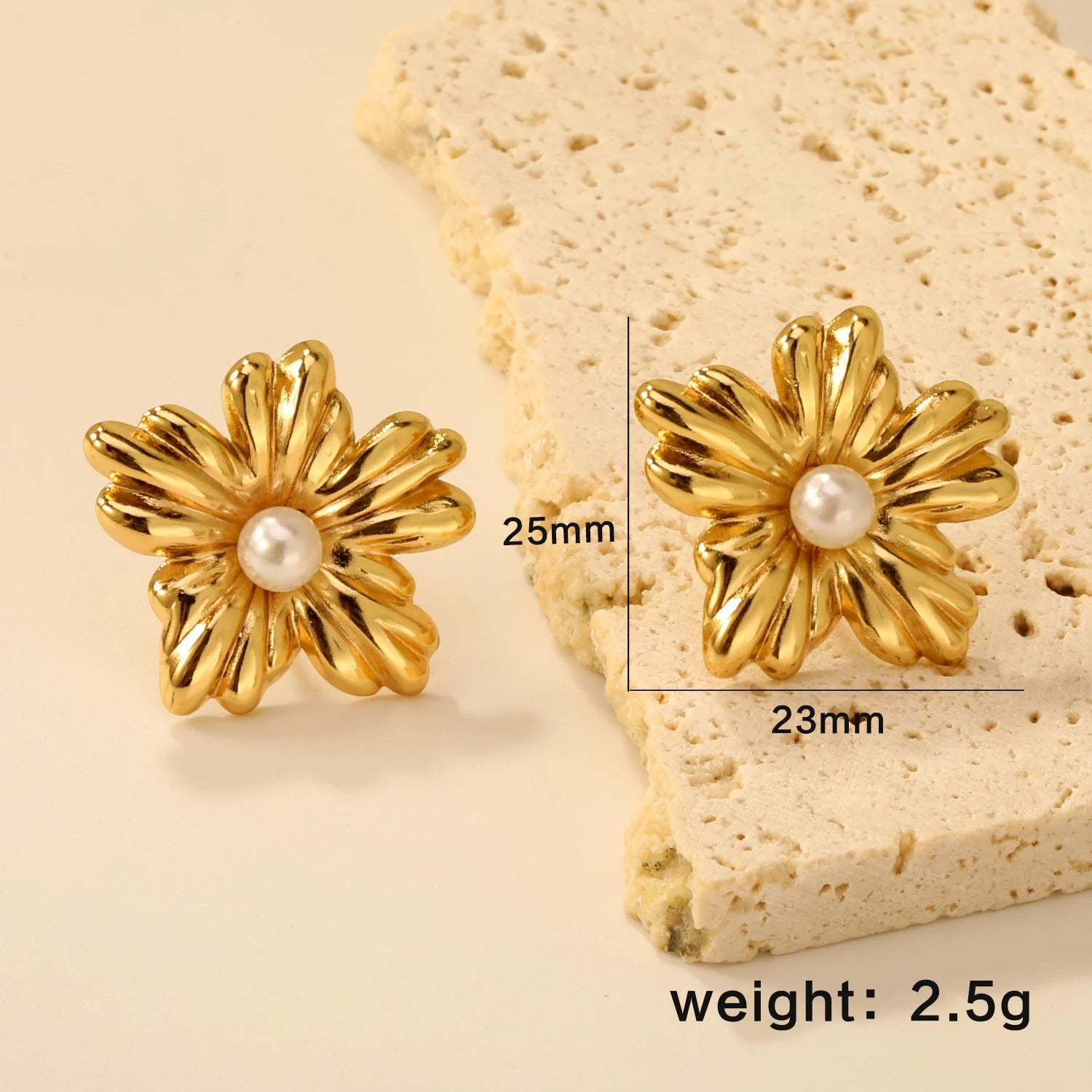 LUXUSTEEL Shell Water Drop Pearl Stud Earrings