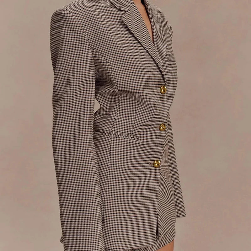 Ele Slim Fit Plaid Texture Suit Jaet for Women Spring 2025 New Arrival Z Brand Ladies Premium Quali Outerwear