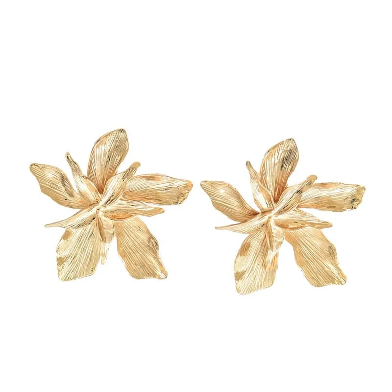 2025 Vintage Gold Flower Statement Earrings