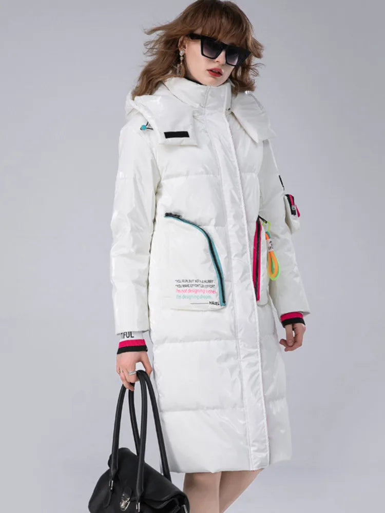 Winter Clothing Glossy Waterproof Coat Women