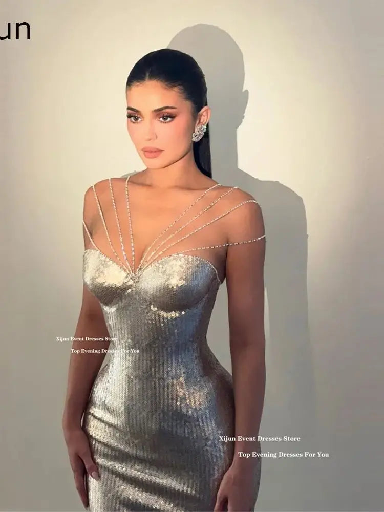 Xijun Sexy Silver Mermaid Evening Dresses