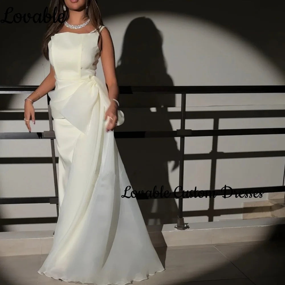 Birthday Dresses Luxury Customize Sheath Square Neckline Dresses For Prom Floor-Length Sleeveless Zipper Up Dresses For Special