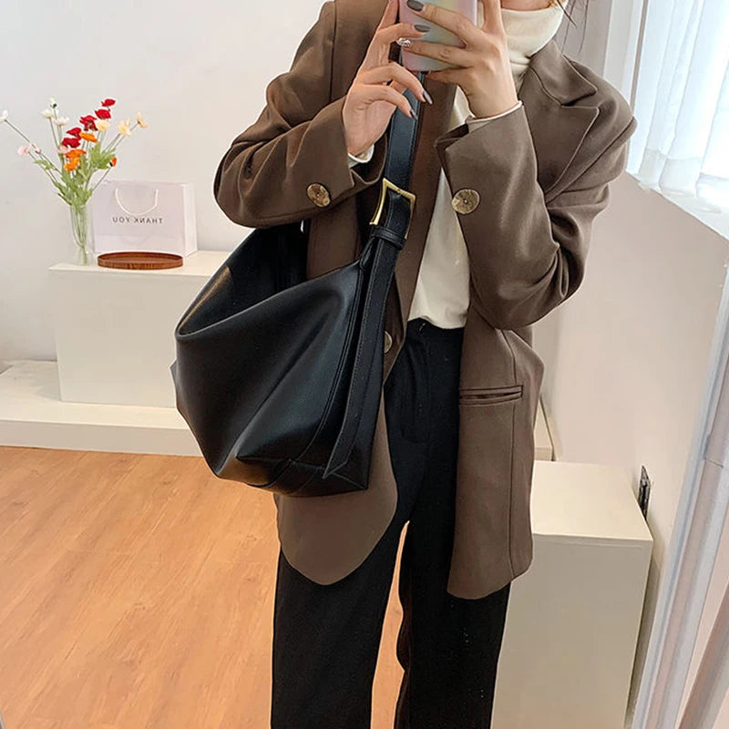 Vintage PU Leather Boston Handbag