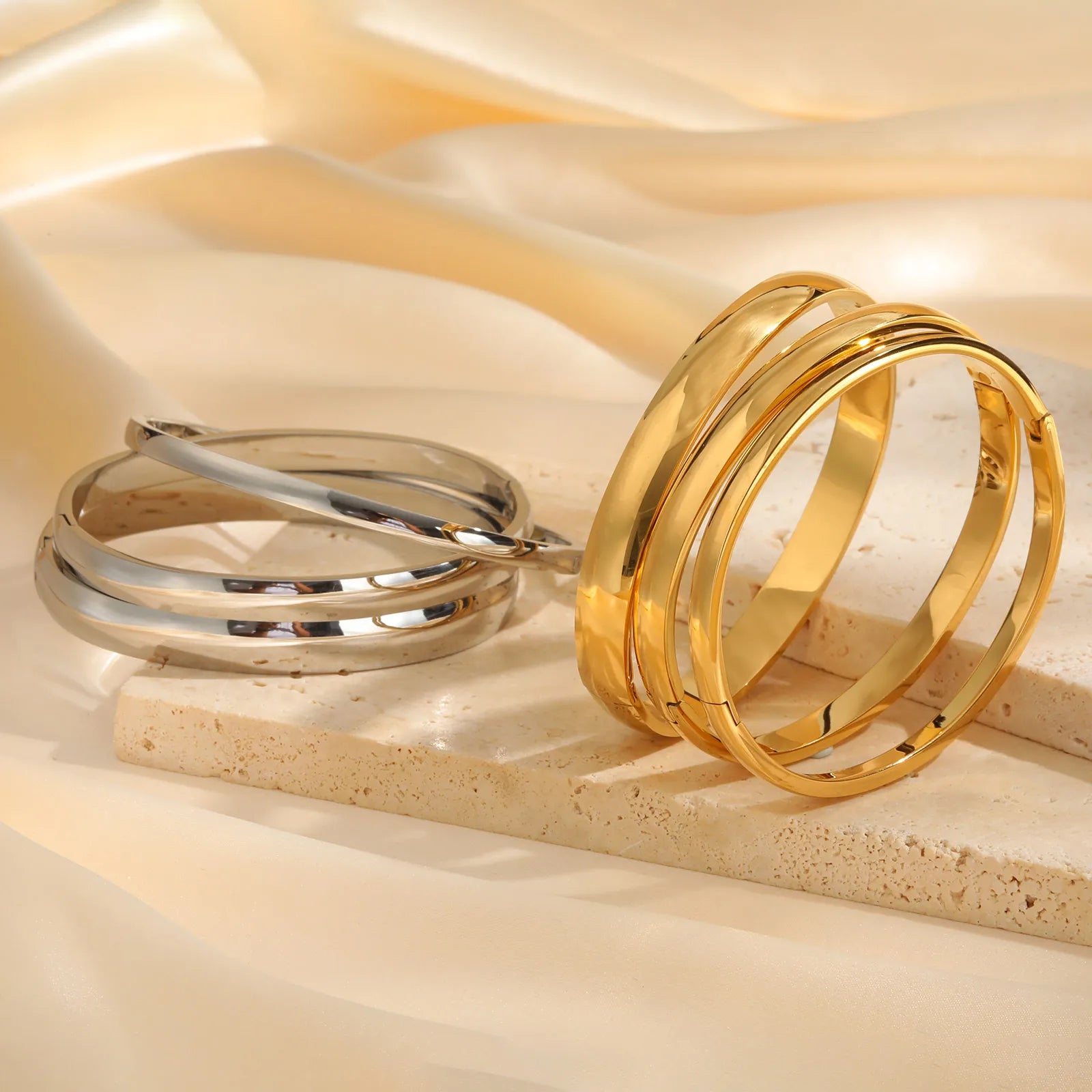 18K Gold Plated Stainless Steel Openable Bracelets