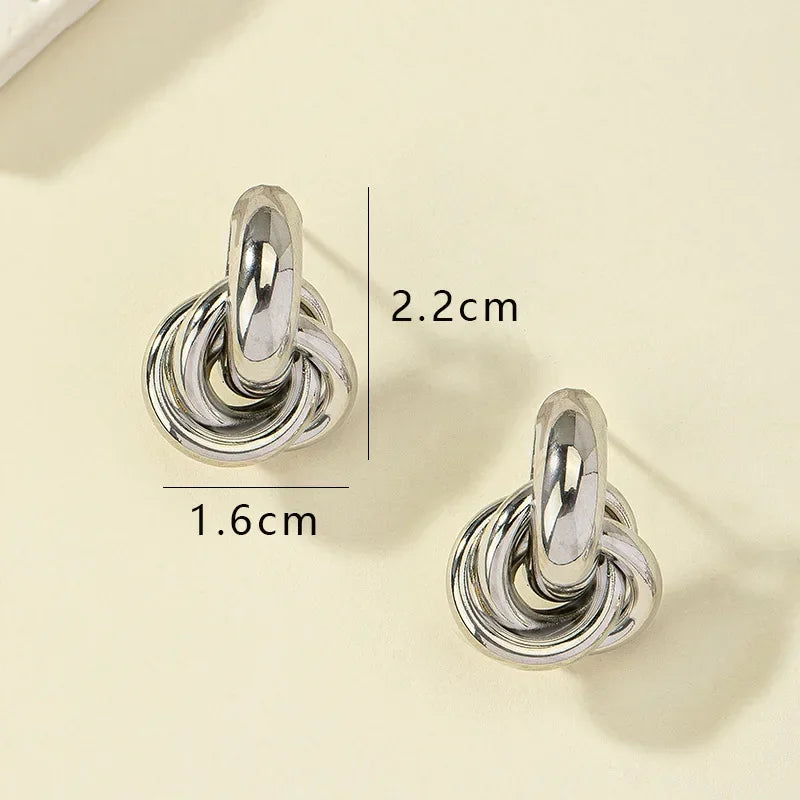 Knot Hoop Twist Stud Earrings
