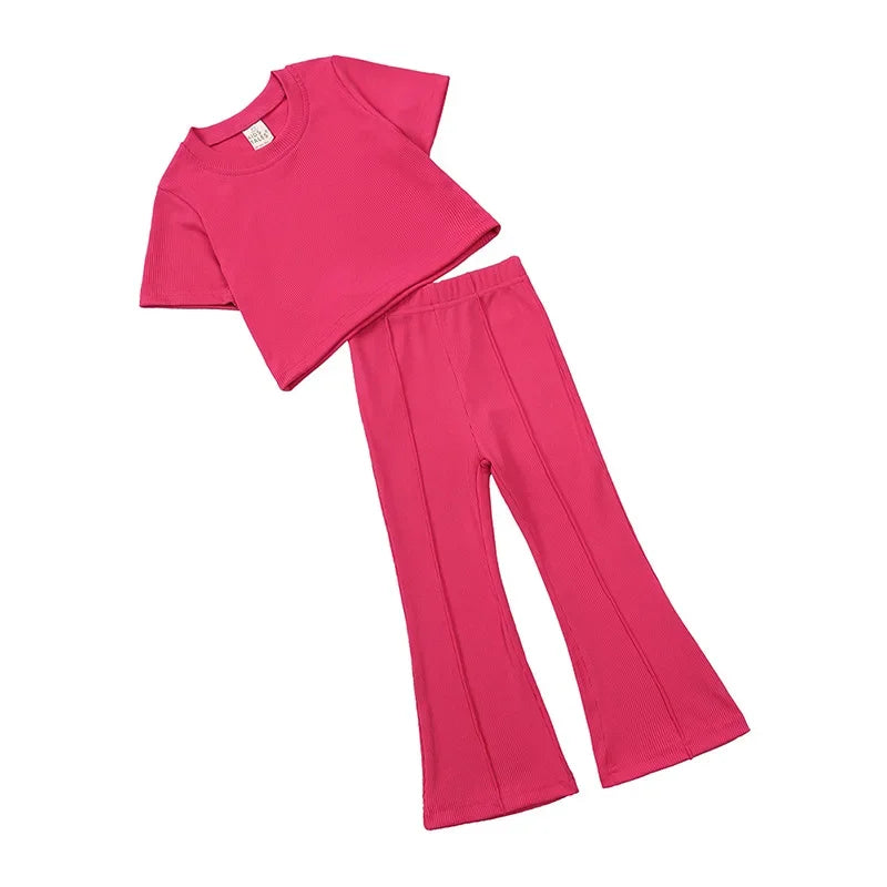 Girls' T-Shirt & Flared Pants Set