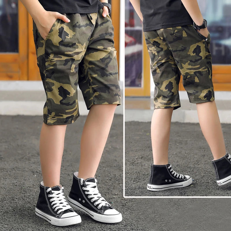 Boys Army Camouflage Shorts Summer