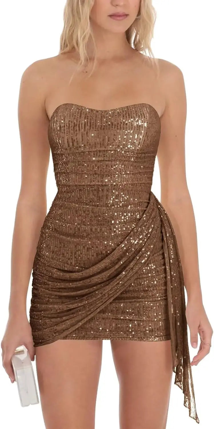 Sparkly Sequin Homecoming Dresses for Teens 2025 Short Strapless Prom Dress Corset Bodycon Cocktail Party Gown Graduation Dress