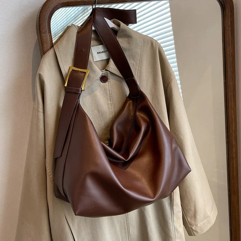 Vintage PU Leather Boston Handbag