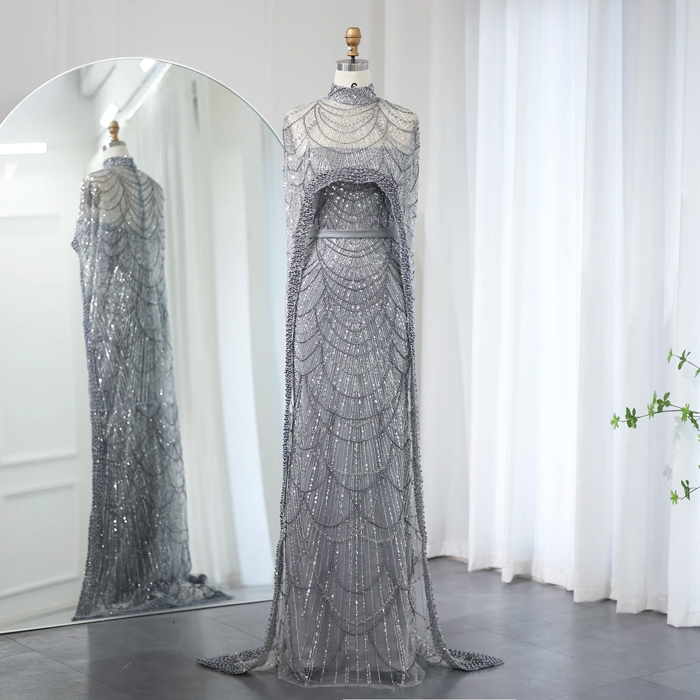 Sharon Said Luxury Pearls Dubai Champagne Evening Dresses