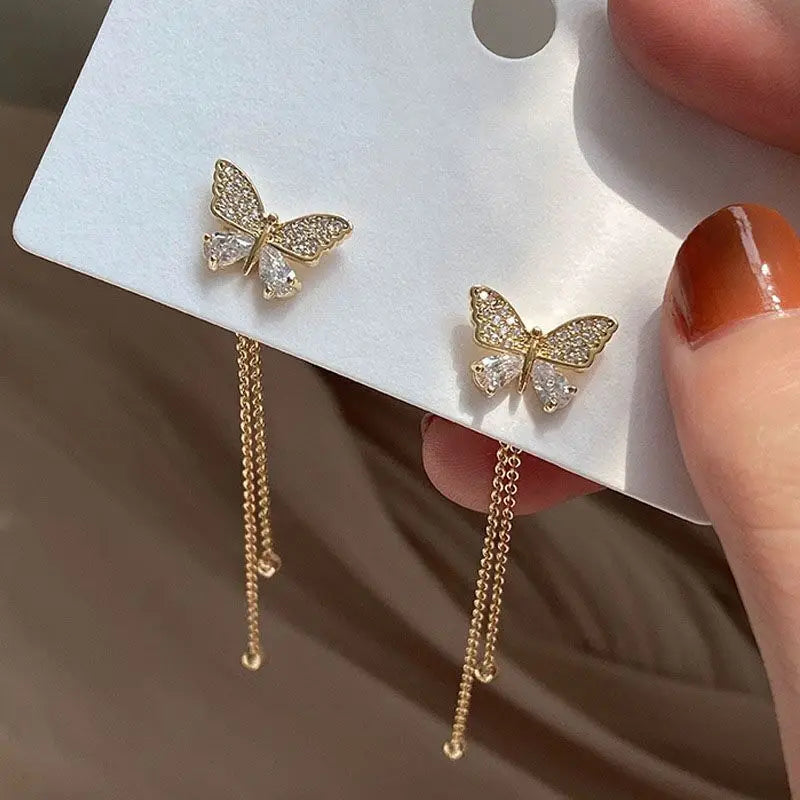 Exquisite Butterfly Tassel Earrings