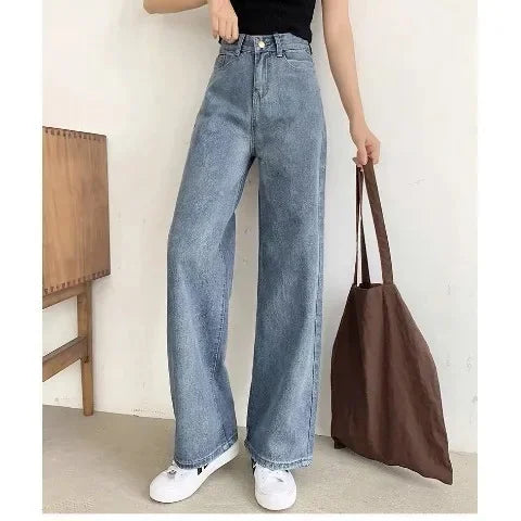 High Waist Straight Leg Bell Bottom Jeans