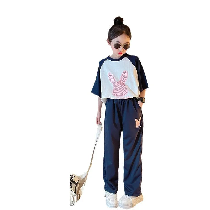 Girls' Summer Sports T-Shirt & Shorts Set