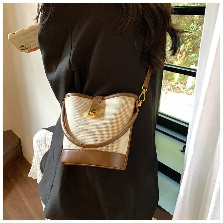 New Canvas 3D Bucket Crossbody Bag
