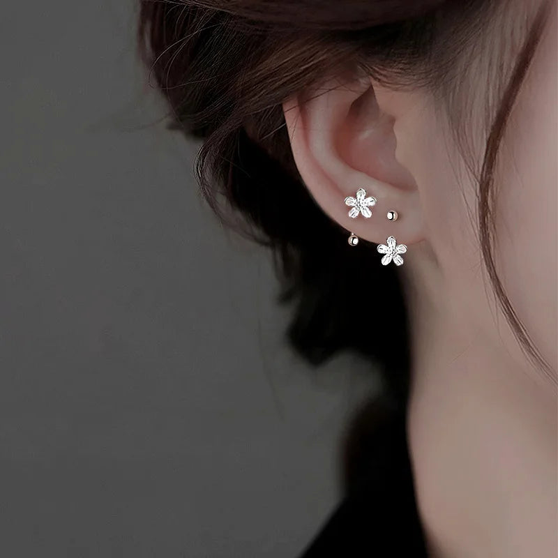 925 Sterling Silver Flower Stud Earrings