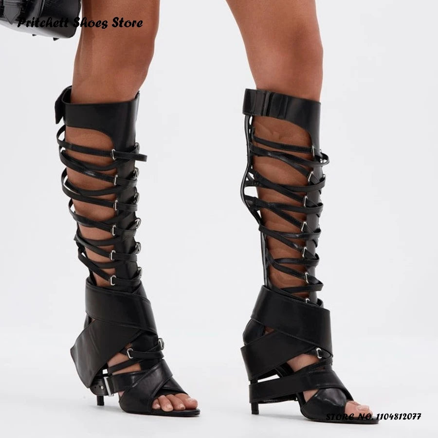 Women's Gladiator Hollow Knee High Sandals