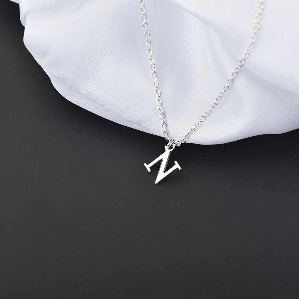Silver A-Z Letter Pendant Necklace