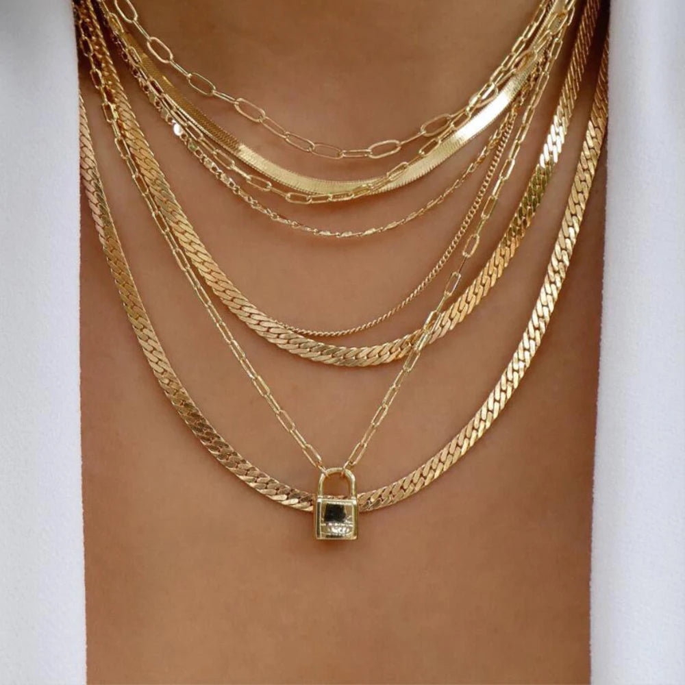 Boho Gold Multi-Layer Crystal Necklace