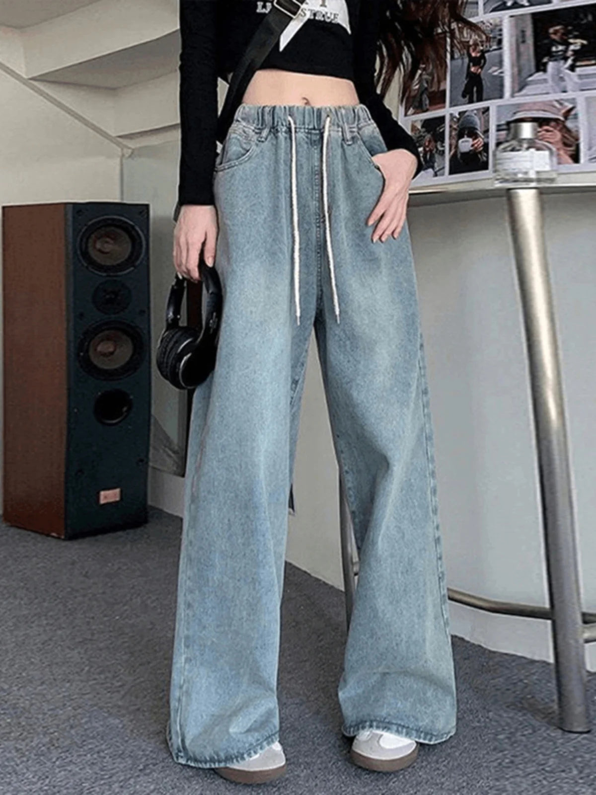 High-Waist Wide Leg Light Blue Jeans
